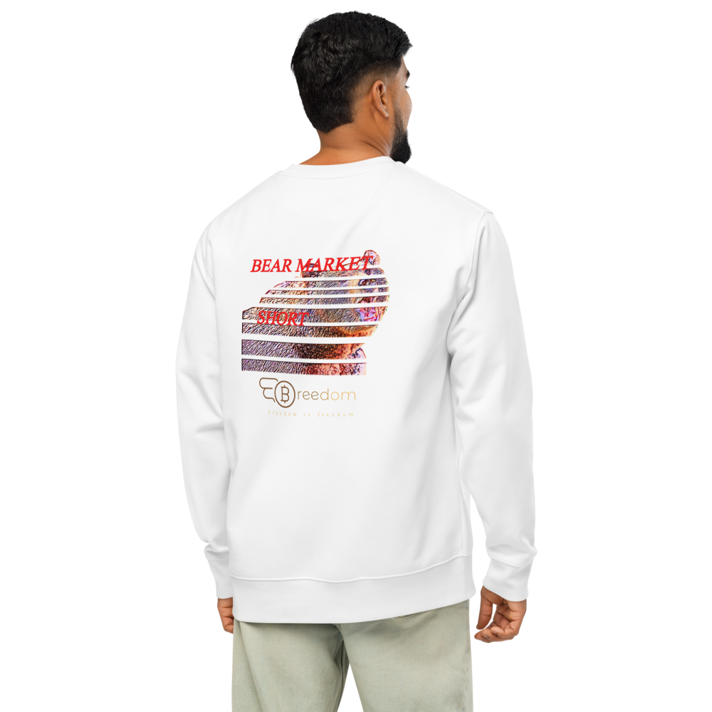 Sudadera Organica Unisex Blanca "Bear Market Short" - Estilo Urbano y Cripto